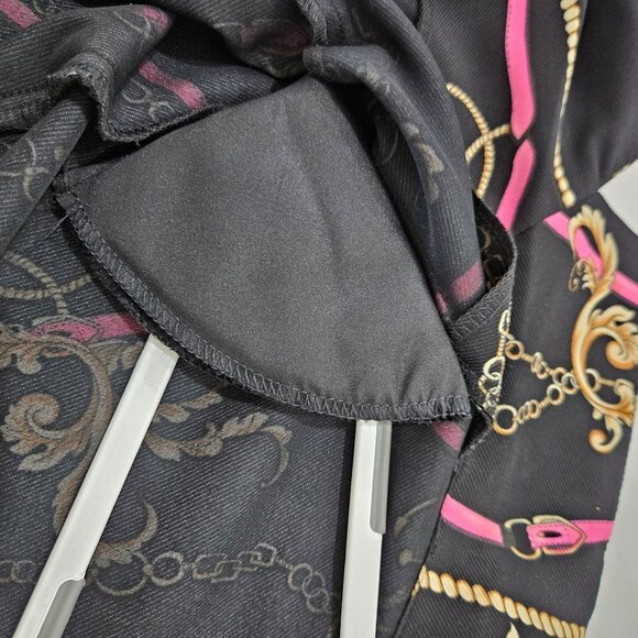 Frank Lyman Montreal Crepe Knit Collared Jacket Size 18 Black Pink Equestrian - Picture 11 of 11